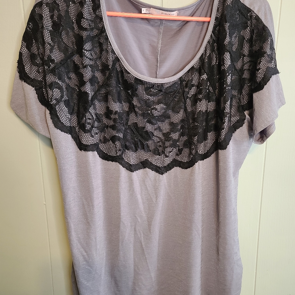 Maurices Dress shirt shimmer gray with Black Lace
